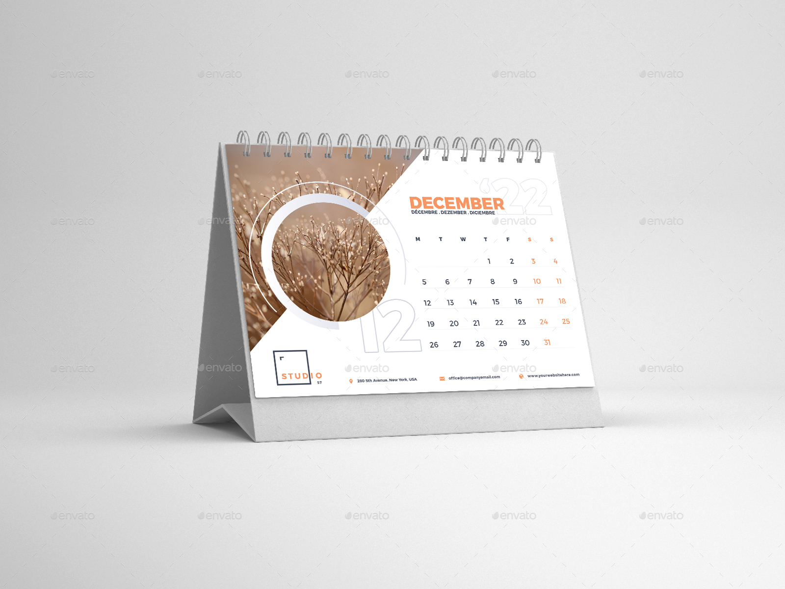 Desk Calendar 2022, Print Templates GraphicRiver